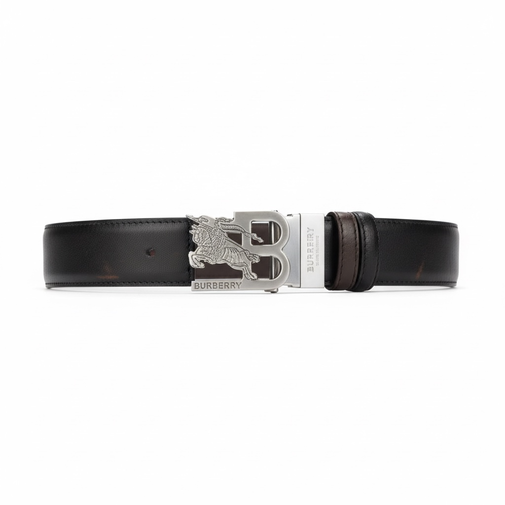 Burberry TB Monogram Reversible Leather Belt 115cm 🔥 | Black & Brown Heritage Style