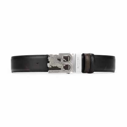 Burberry TB Monogram Reversible Leather Belt 115cm 🔥 | Black & Brown Heritage Style