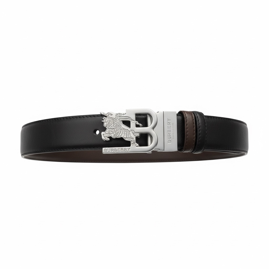 Burberry TB Monogram Reversible Leather Belt 115cm 🔥 | Black & Brown Heritage Style