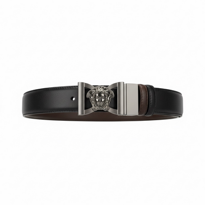 Versace Medusa Reversible Leather Belt 130cm 🔥 | Black & Brown Statement Icon