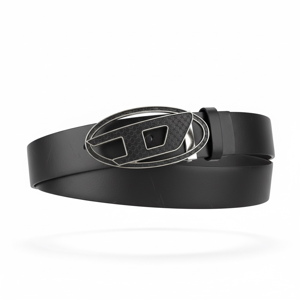 Diesel D Logo Leather Belt 120cm ⚡ | Black Modern Edge