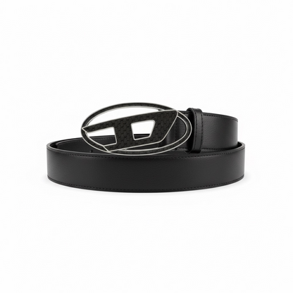 Diesel D Logo Leather Belt 120cm ⚡ | Black Modern Edge