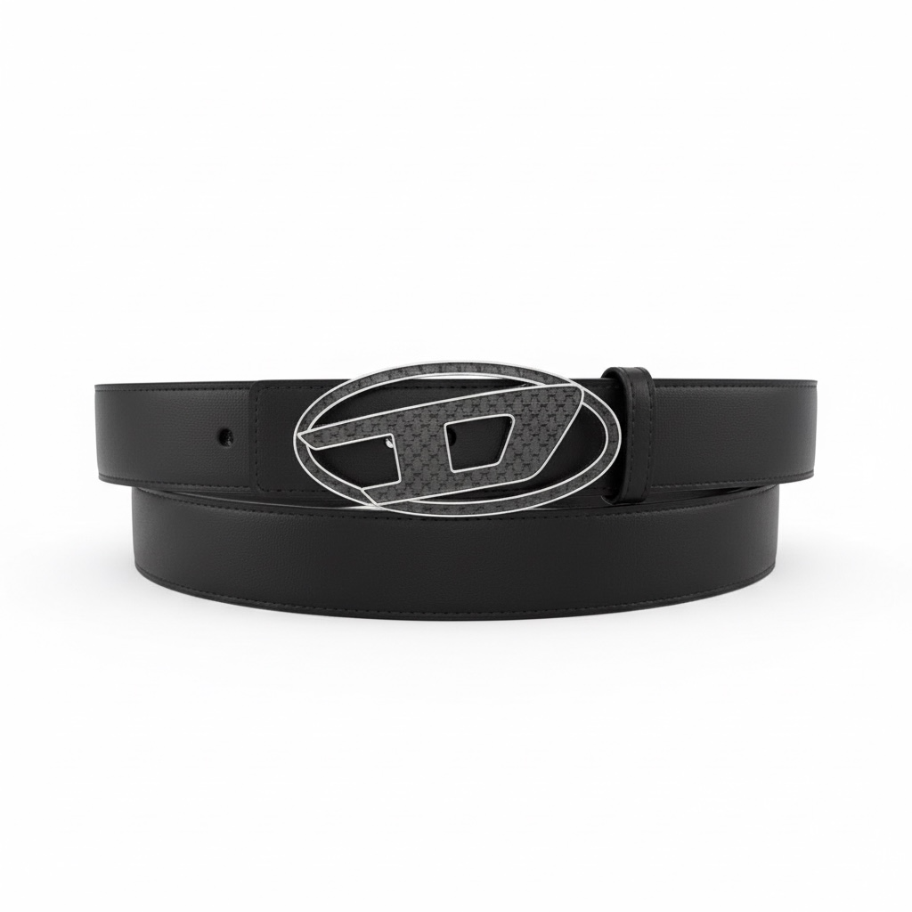 Diesel D Logo Leather Belt 120cm ⚡ | Black Modern Edge
