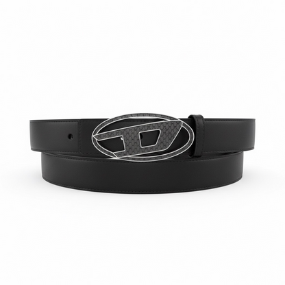 Diesel D Logo Leather Belt 120cm ⚡ | Black Modern Edge
