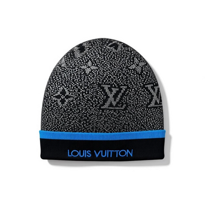 💙 Louis Vuitton Monogram Blue Trim Beanie | Luxury Knit Designer Hat