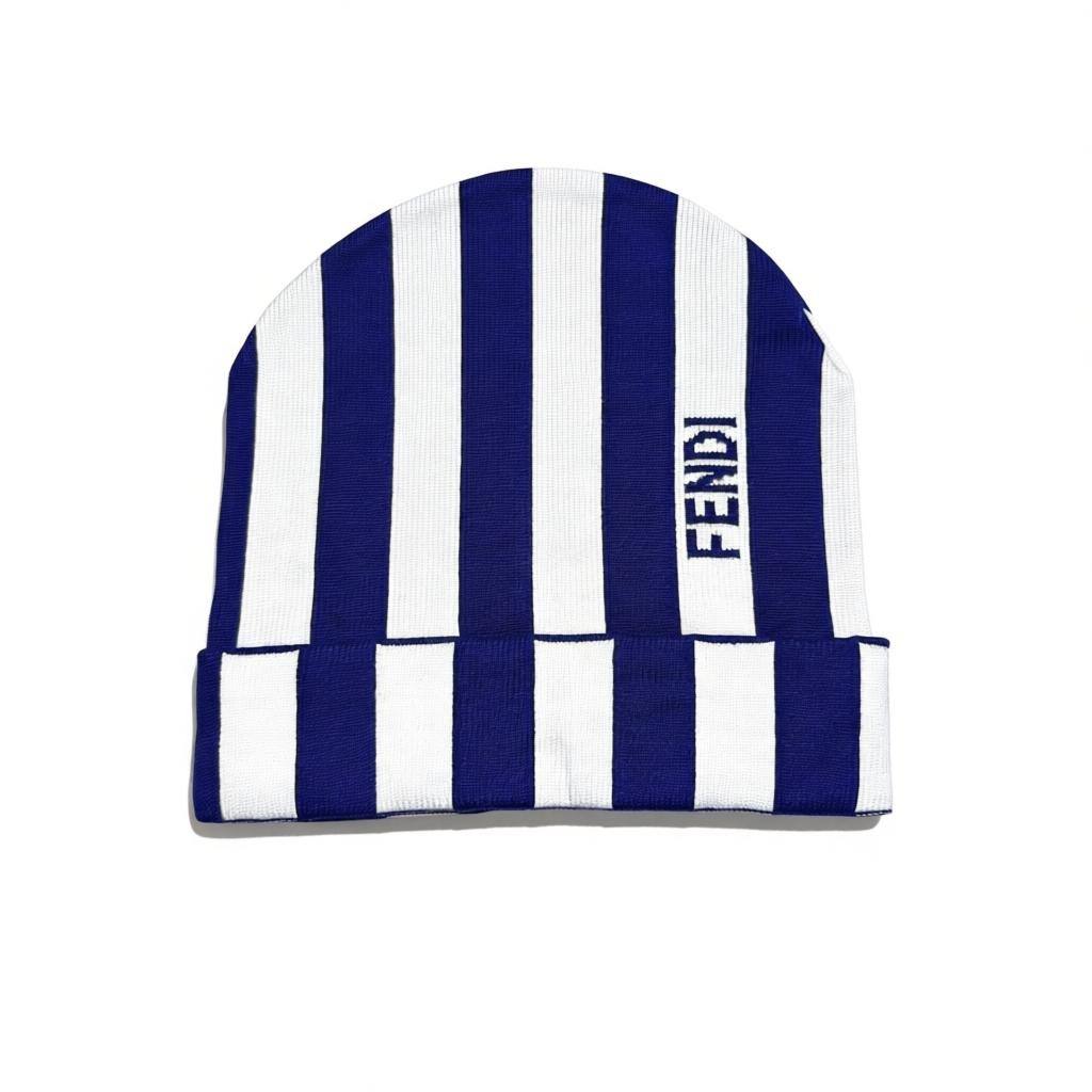 💙🤍 Fendi Striped Knit Beanie 💙🤍
