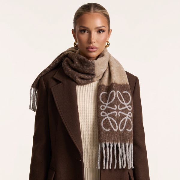 🤎 Loewe Anagram Scarf – Warm Brown Gradient Quiet Luxury ✨