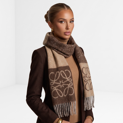 🤎 Loewe Anagram Scarf – Warm Brown Gradient Quiet Luxury ✨