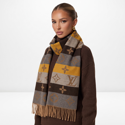 🧣 Louis Vuitton Multicolor Monogram Scarf – Caramel Brown