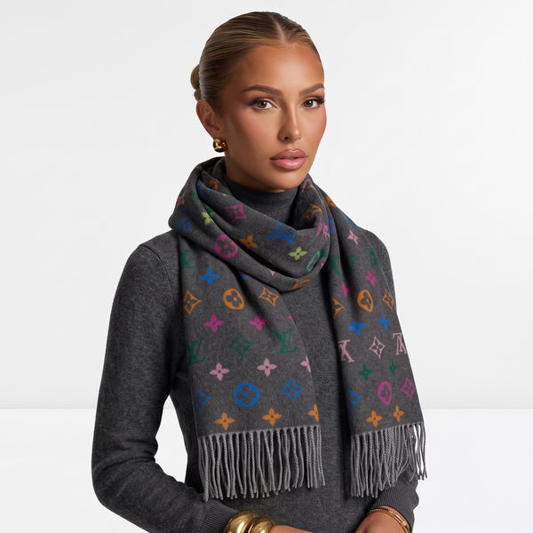 🧣 Louis Vuitton Multicolor Monogram Scarf – Bold Luxury Statement