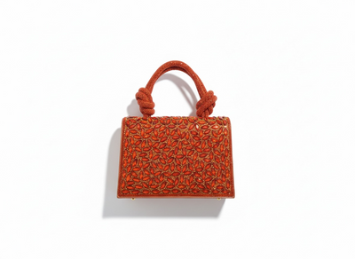 CRYSTAL EMBELLISHED MINI TOP HANDLE BAG – Burnt Orange 🔥✨ | Evening Statement Piece
