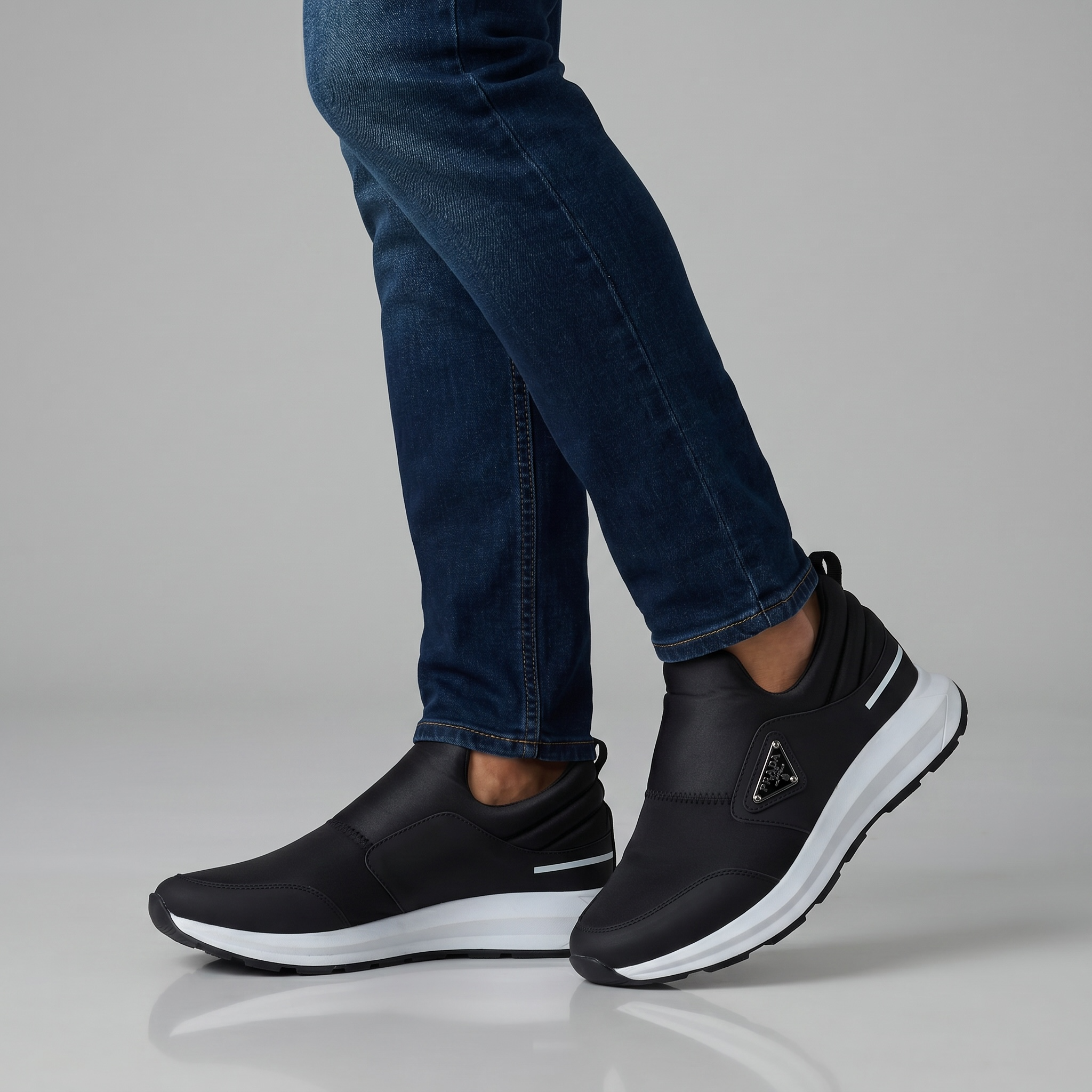 Prada Milano Slip-On Luxury Sneakers ⚫⚪