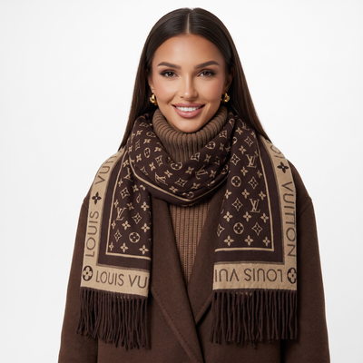 Louis Vuitton Monogram Cashmere Blend Scarf Brown Classic Design