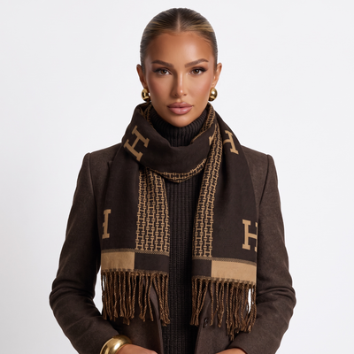 Hermès H Scarf – Black & Gold 🧣✨