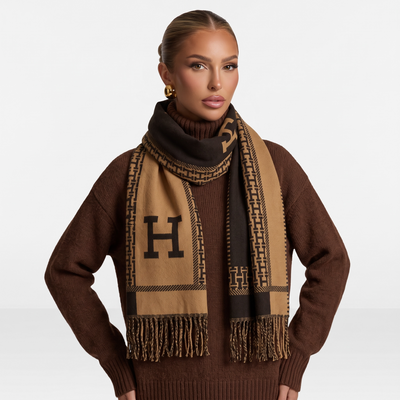 Hermès H Scarf – Black & Gold 🧣✨