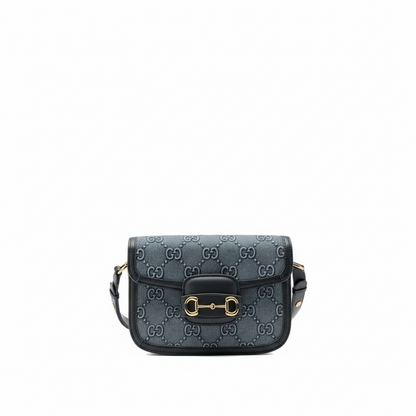 💙 Gucci Horsebit 1955 Denim Monogram Shoulder Bag – Iconic Elegance