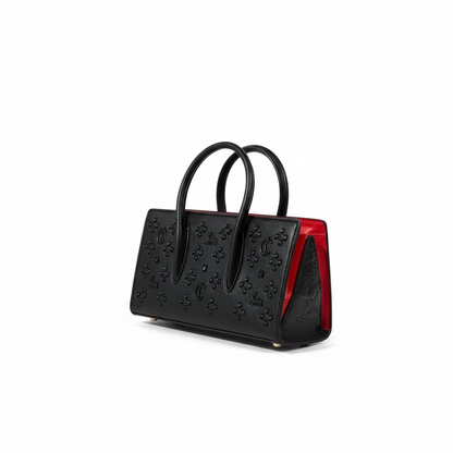 Christian Louboutin Paloma Small Tote – Black Embossed with Red Interior
