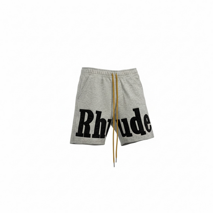 Rhude Classic Fleece Shorts – Heather Grey with Bold Logo