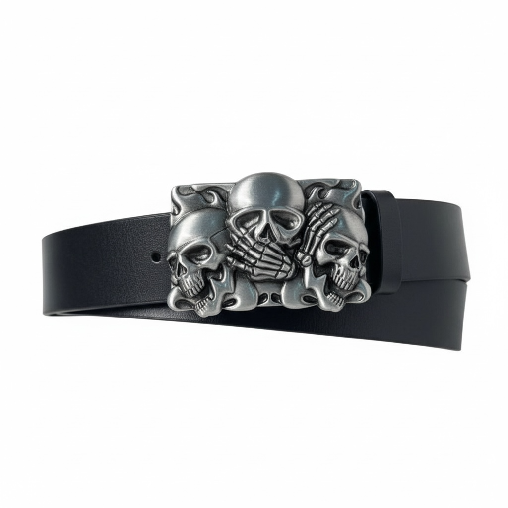 Hear No Evil, See No Evil, Speak No Evil Skull Belt