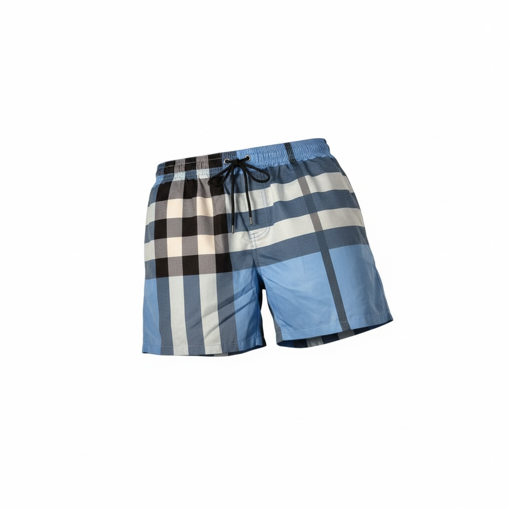 💎 Burberry-Style Blue Checkered Swim Shorts – Summer Elegance 🩳🌊