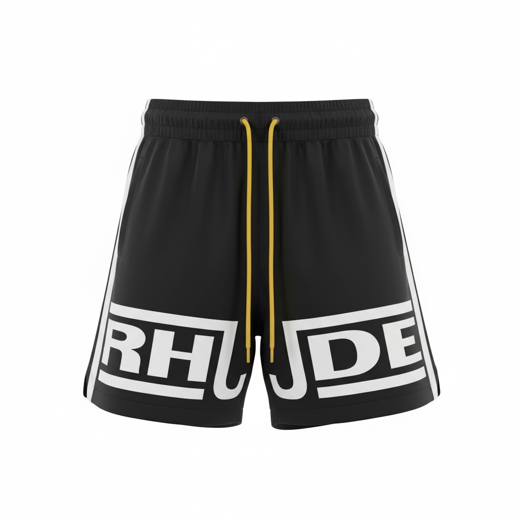 Rhude Logo Swim Shorts – Black & White Street Edition ⚫⚪