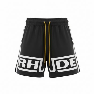 Rhude Logo Swim Shorts – Black & White Street Edition ⚫⚪