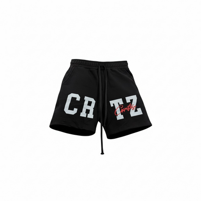 Corteiz CRTZ Logo Shorts – Black & Red Detail