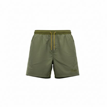 Rhude Olive Green Panel Swim Shorts – Urban Jungle Vibes 🌿💛