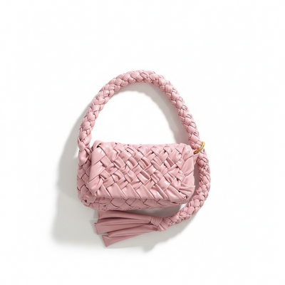 🔥 Bottega Veneta Handmade Woven Shoulder Bag – Pink Artisan Edition 🔥