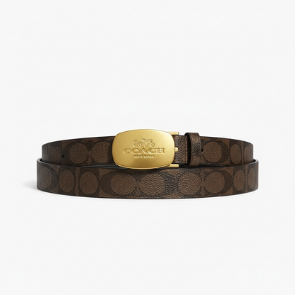 Coach Signature Canvas Belt – Brown with Gold Buckle 🤎✨