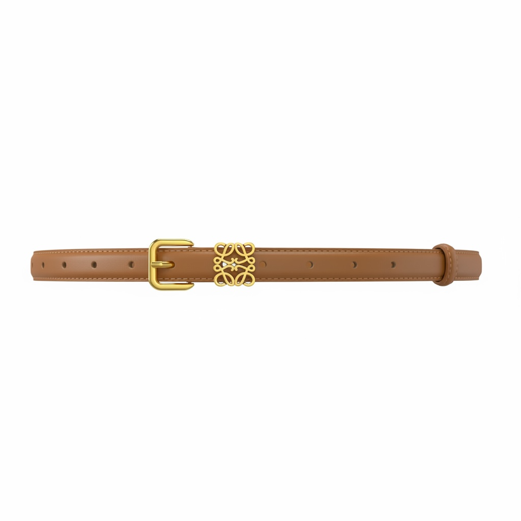 Loewe Anagram Leather Belt – Tan Brown with Gold Buckle 🤎✨