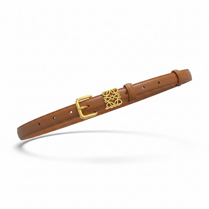 Loewe Anagram Leather Belt – Tan Brown with Gold Buckle 🤎✨