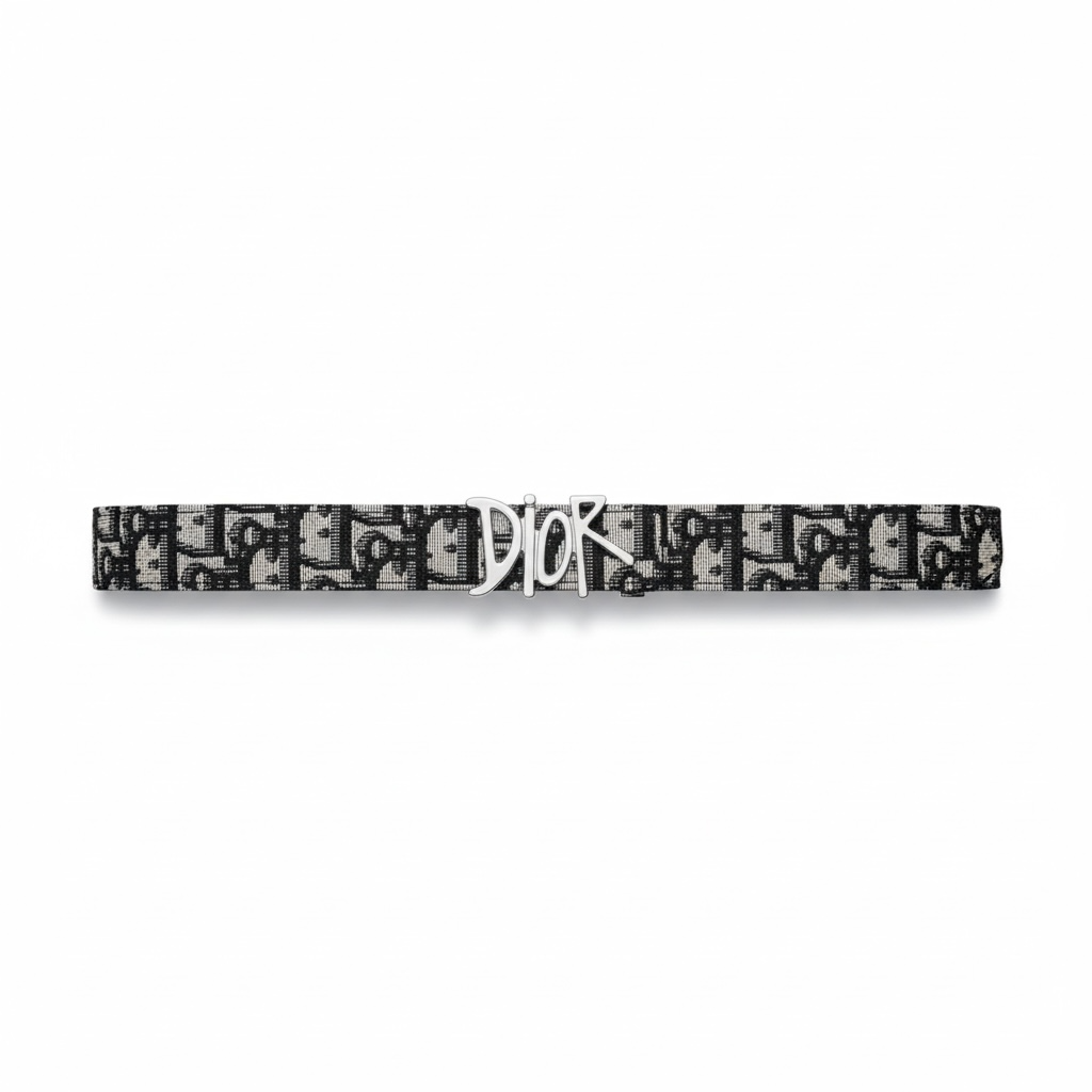 Dior Oblique Logo Belt – Black & blue  with Dior Buckle 🖤✨