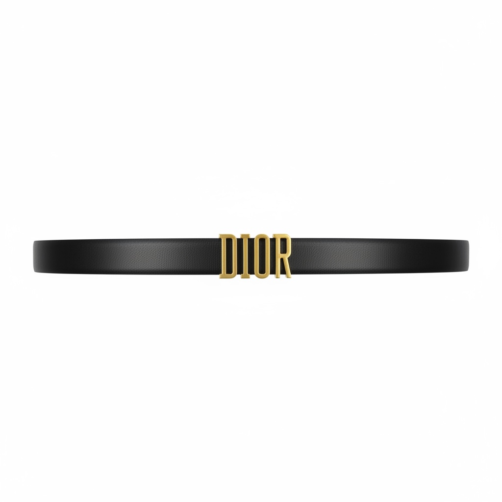 Dior Logo Leather Belt – Black with Gold Logo 🖤✨