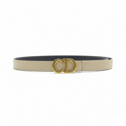 Dior Beige Leather Belt 🤎 | 125cm | Gold CD Buckle + Box