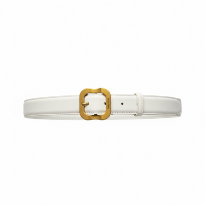 Miu Miu Leather Belt – White with Gold Buckle 🤍✨