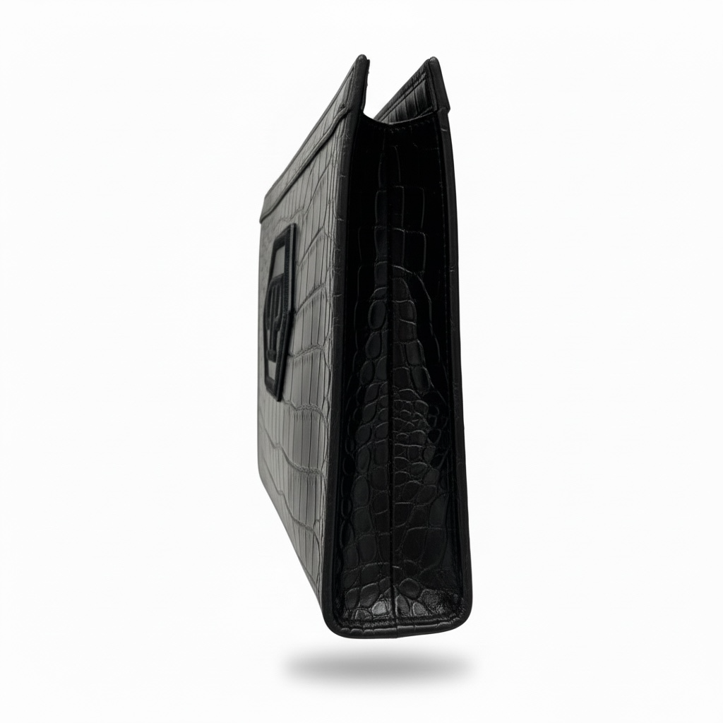 Philipp Plein Croc-Embossed Leather Clutch – Black 🐊🖤