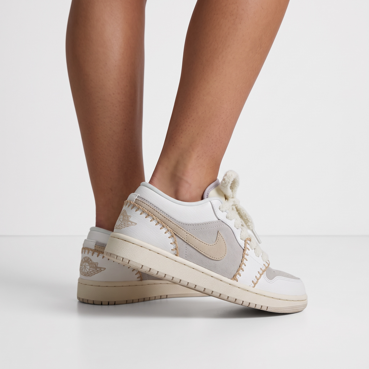 Nike Air Jordan Low Vintage Stitch Sneakers – Cream & Beige Retro Trainers 👟✨ | Premium Street Style Shoes