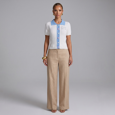 🩵 Miu Miu Cable Knit Polo Top | One Size