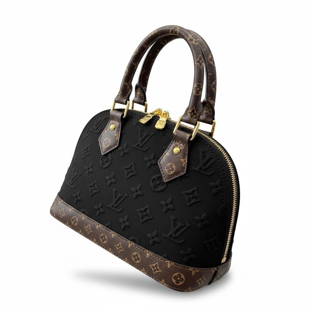 👜✨ Louis Vuitton Alma BB – Black Embossed Monogram Bag ✨🖤