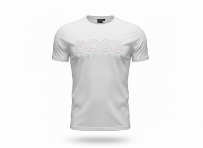 HUGO BOSS White Embossed Logo T-Shirt 🤍✨ Clean Luxury Edition