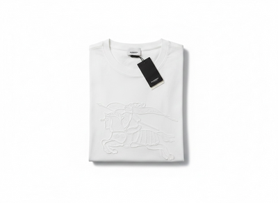 Burberry White Embroidered Knight T-Shirt 🤍✨ Premium Heritage Edition