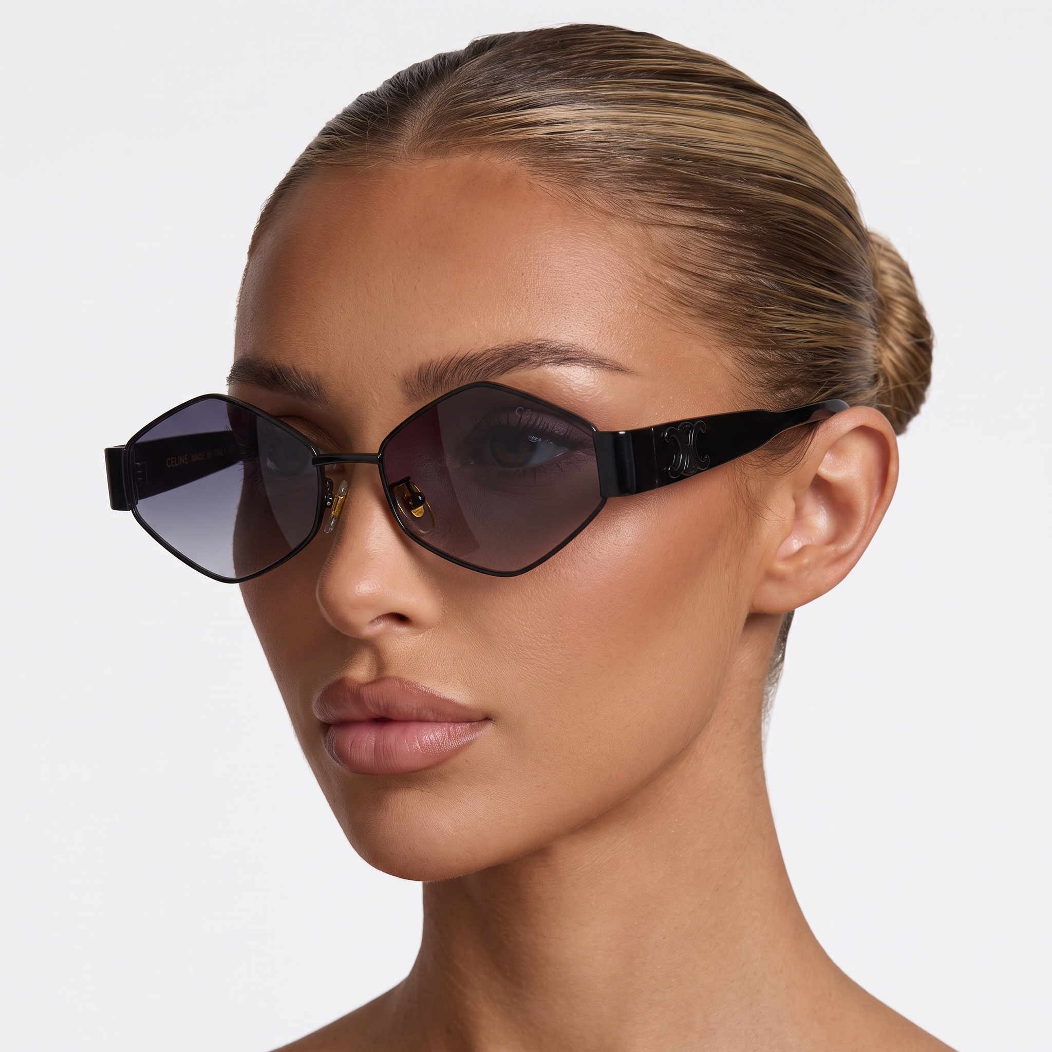 Celine Geometric Rimless Sunglasses – Matte Black Designer Eyewear 🖤✨