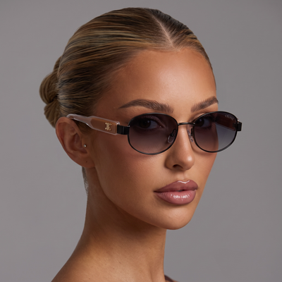Celine Round Sunglasses 🕶️ | Black Frame Brown Temple Gradient Lens