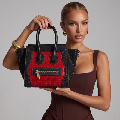 ✨ Céline Nano Luggage – Red & Black Crystal Edition ✨