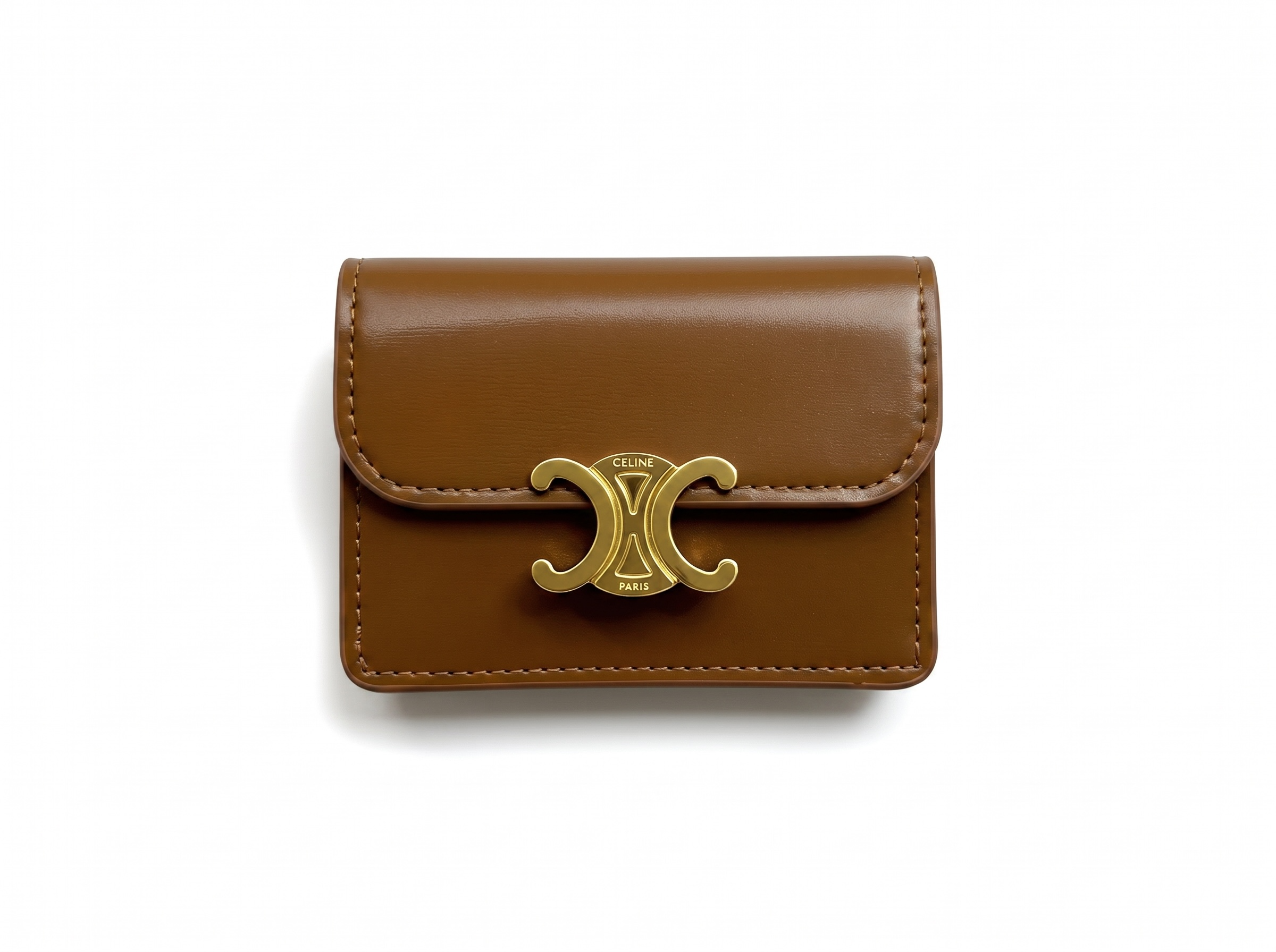 Celine Triomphe Brown Leather Compact Wallet 🤎✨