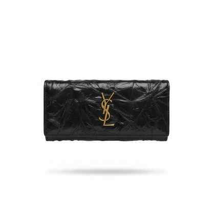 Saint Laurent Black YSL Wallet – Crinkled Leather Luxury 🖤✨