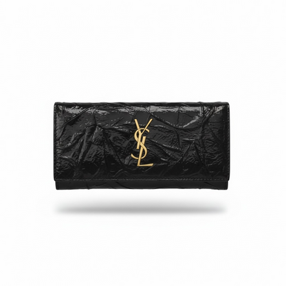 Saint Laurent Black YSL Wallet – Crinkled Leather Luxury 🖤✨