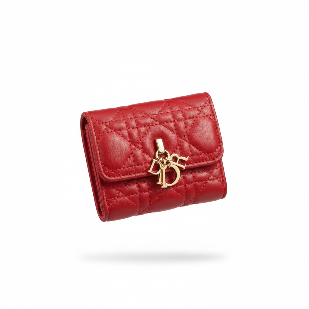 Miss Dior Red Quilted Compact Wallet❤️