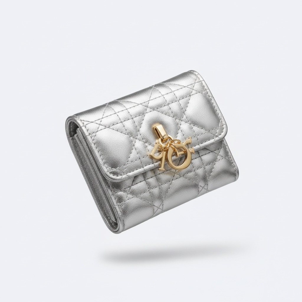 Miss Dior Silver Quilted Compact Wallet✨